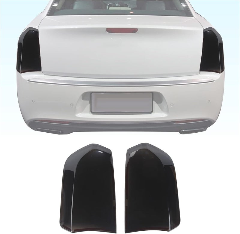Hoolcar غطاء مصباح خلفي حارس إطار زينة ملحقات خارجية لسيارة كرايسلر 300 من 2015-2021، أسود مدخن - Image 1